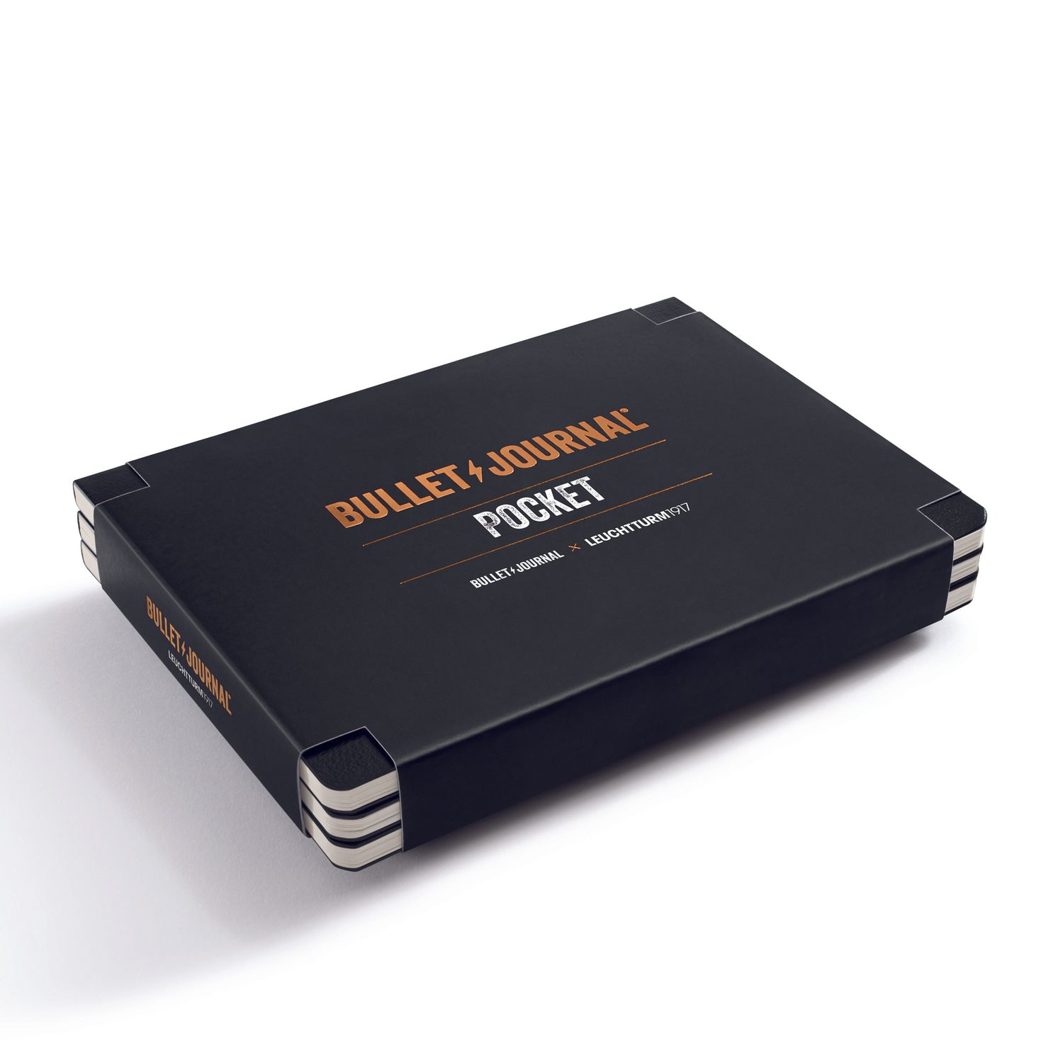 Bullet Journal Pocket, 14,3x10,3 cm, 46 numbered double pages, Dotted, Black, 3-Pack