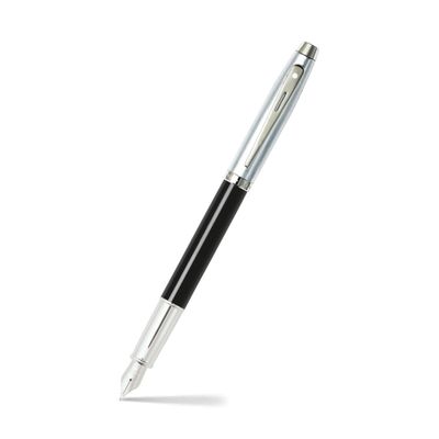 Sheaffer® 100 Glossy Black Barrel Brushed Chrome Cap Fountain Pen
