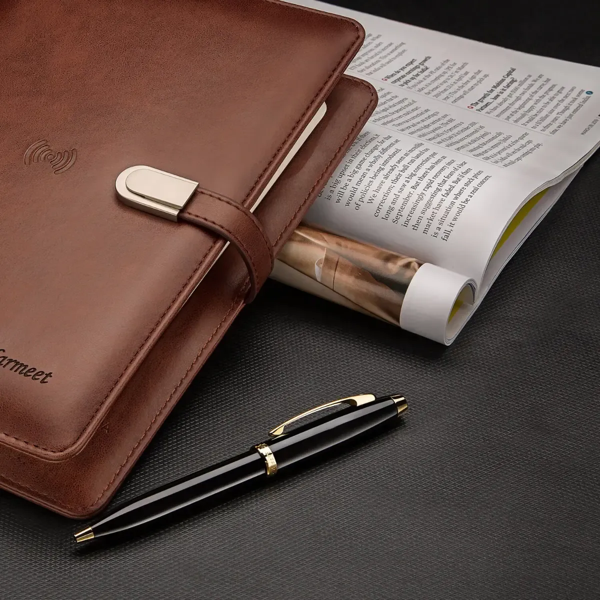 Sheaffer® 100 Glossy Black Ballpoint Pen With Gold Trims