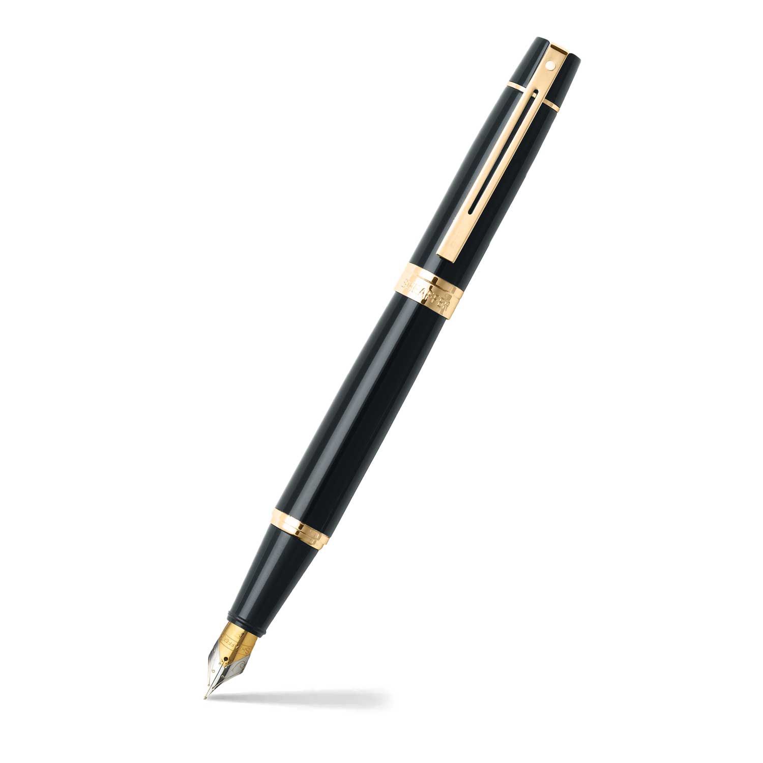 Sheaffer® 300 Glossy Black Fountain Pen With Gold Trims