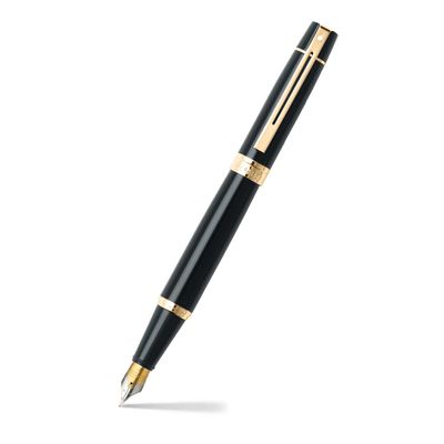 Sheaffer® 300 Glossy Black Fountain Pen With Gold Trims