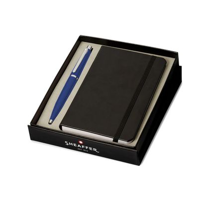 Sheaffer Gift Set ft. Neon Blue VFM Ballpoint Pen with Chrome Trims and Small Notebook