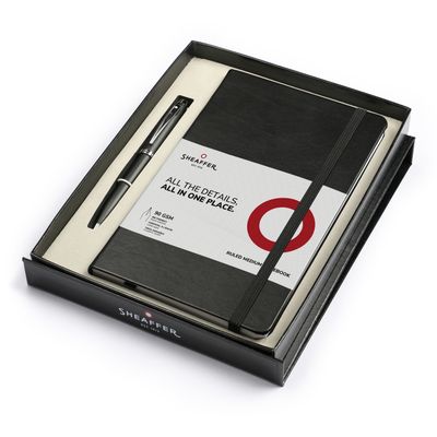 Sheaffer® Gift Set ft. Glossy Black S100 9313 Ballpoint Pen with Chrome Trim and Medium Notebook