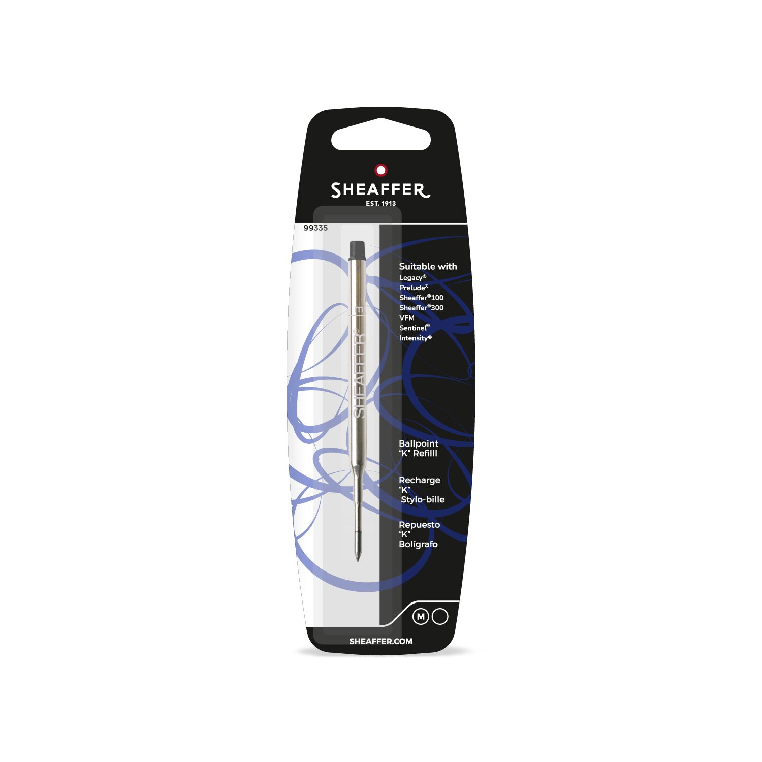 Sheaffer® Ballpoint Refill &quot;K&quot; Style - Black Medium - Blister Card