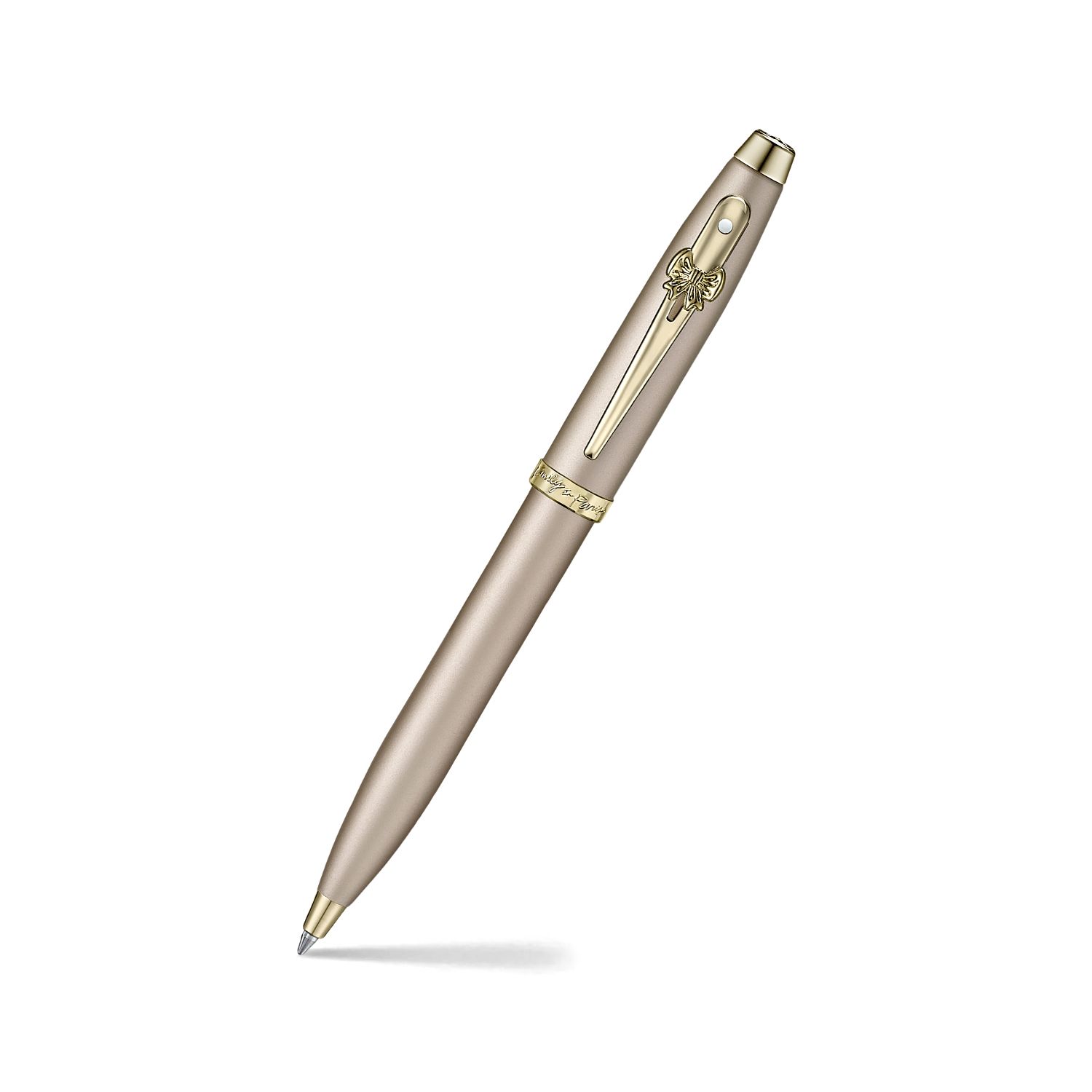 Sheaffer 100 Emily in Paris 9377 Champagne Gold Ballpoint Pen with Champagne Gold Trims and Bow-Shaped Clip Emblem