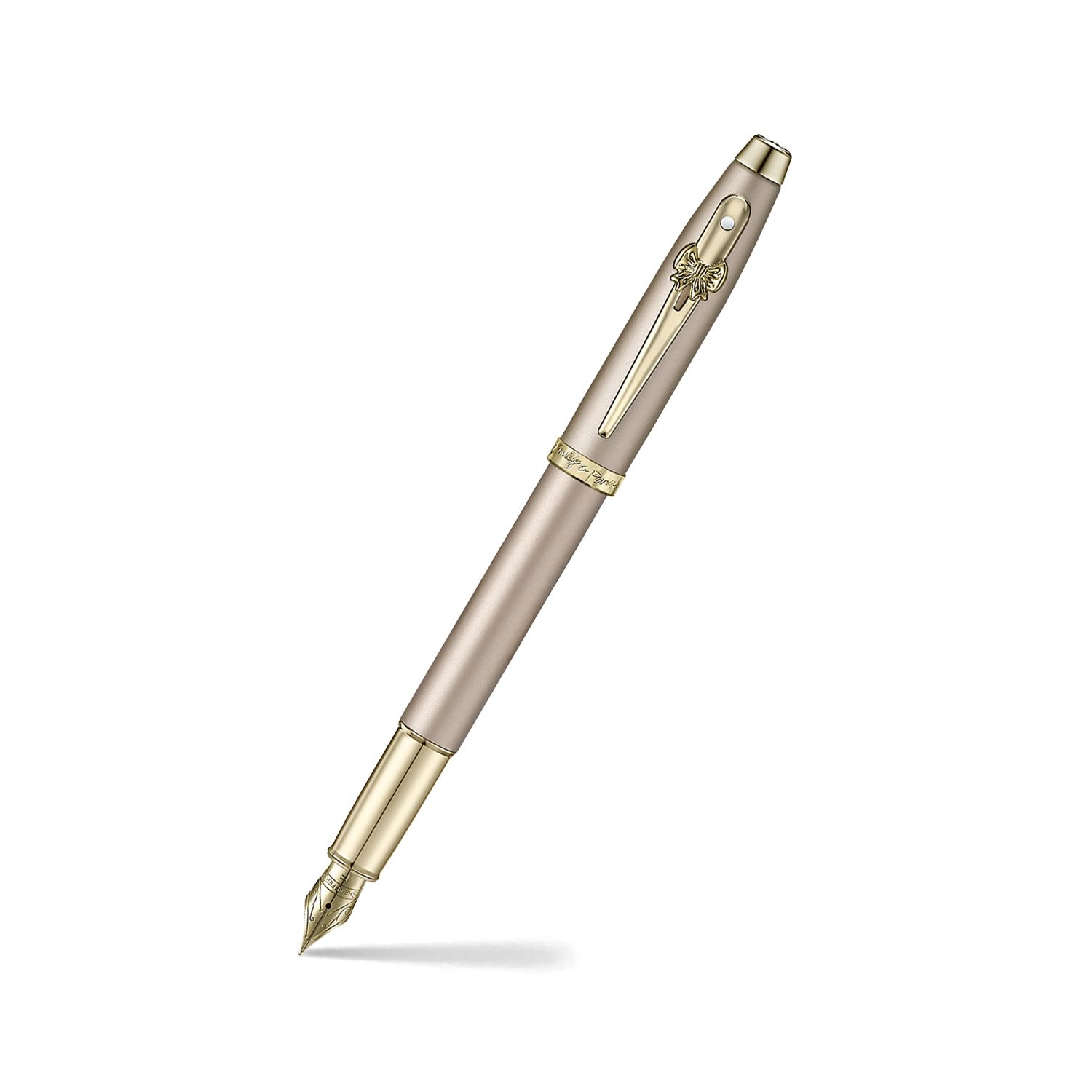 Sheaffer 100 Emily in Paris 9377 Champagne Gold Fountain Pen with Champagne Gold Trims and Bow-Shaped Clip Emblem (Fine)