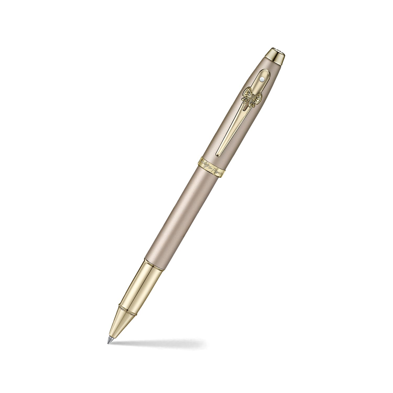 Sheaffer 100 Emily in Paris 9377 Champagne Gold Rollerball Pen with Champagne Gold Trims and Bow-Shaped Clip Emblem