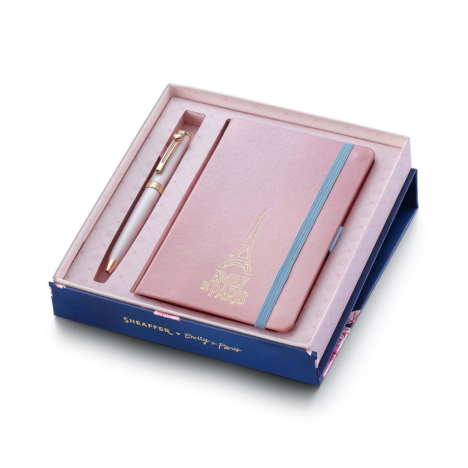 Sheaffer Gift Set ft - Emily in Paris Prelude Mini 9810 Pastel Pink Ballpoint Pen with Swarovski Crystal and Hardbound Small Notebook
