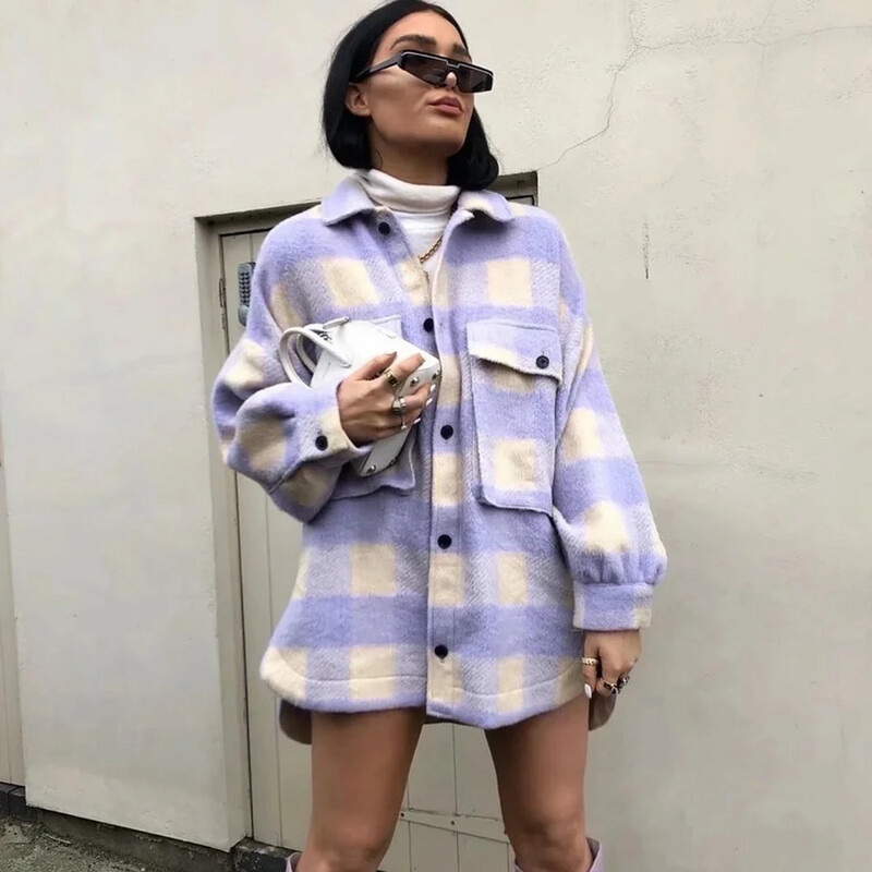 Oversized plaid jacket
