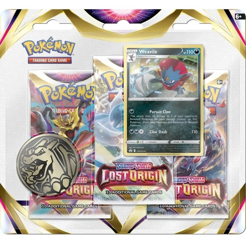 Blister de tres sobres Pokémon Lost Origin (Weavile)