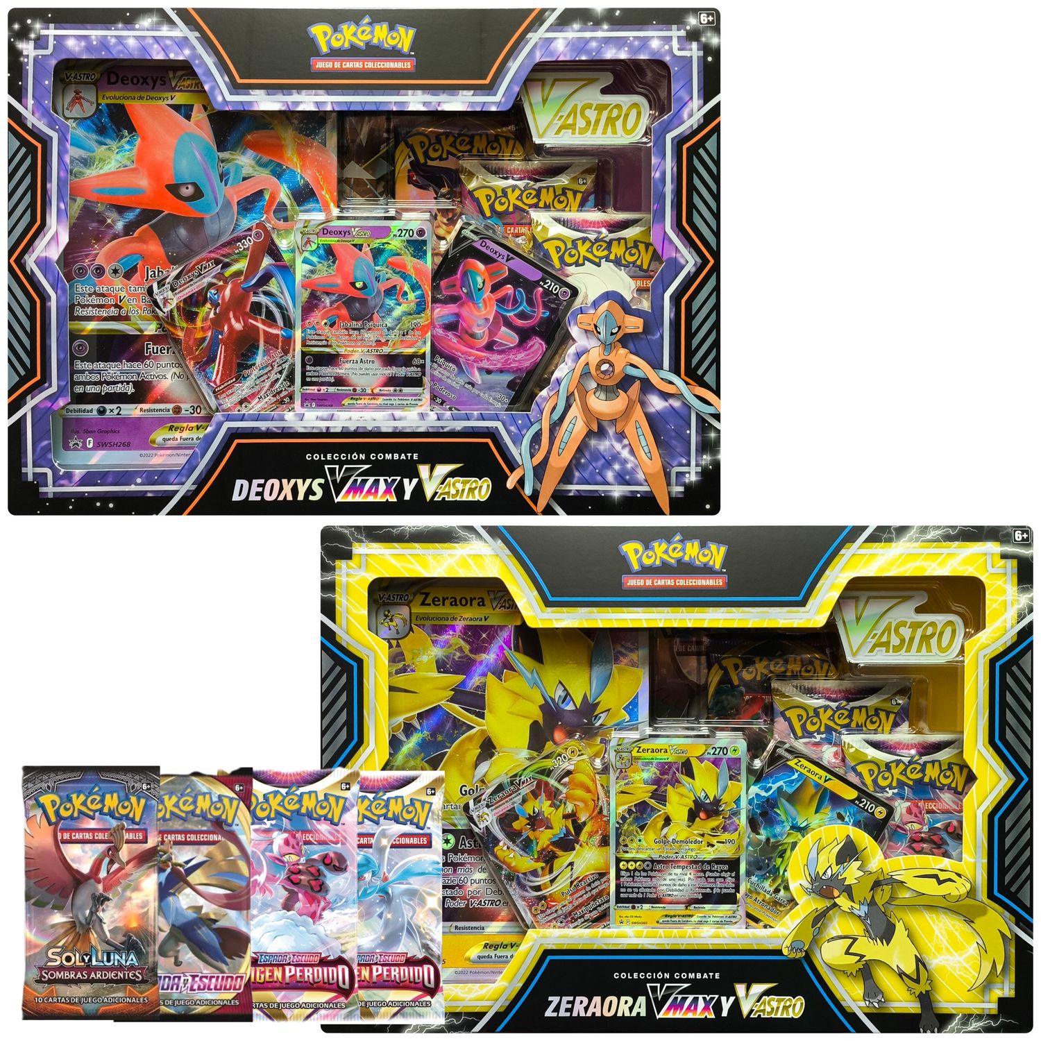 Colección Combate Deoxys VMAX y V‑ASTRO y Zeraora VMAX y V‑ASTRO
