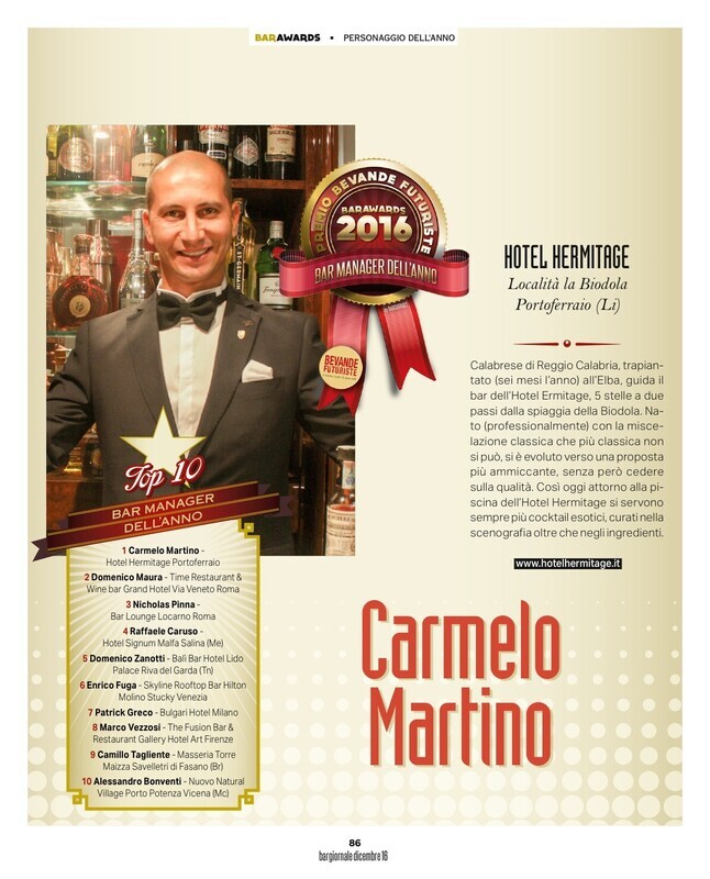 1° Classificato, miglior Bar Manager di Albergo 5 Stelle