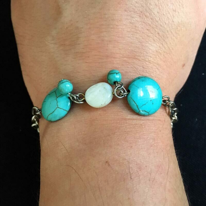 Iran Turquoise &amp; Mother of Pearl Stone Bracelet