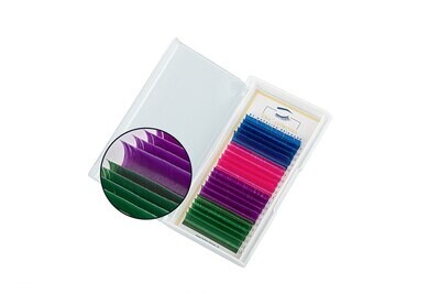 Mélange de cils colorés (4 couleurs) 20 lignes 