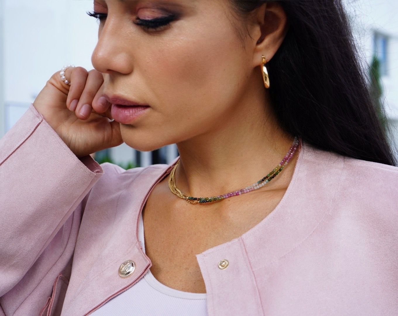 Cheri half Tourmaline Necklace