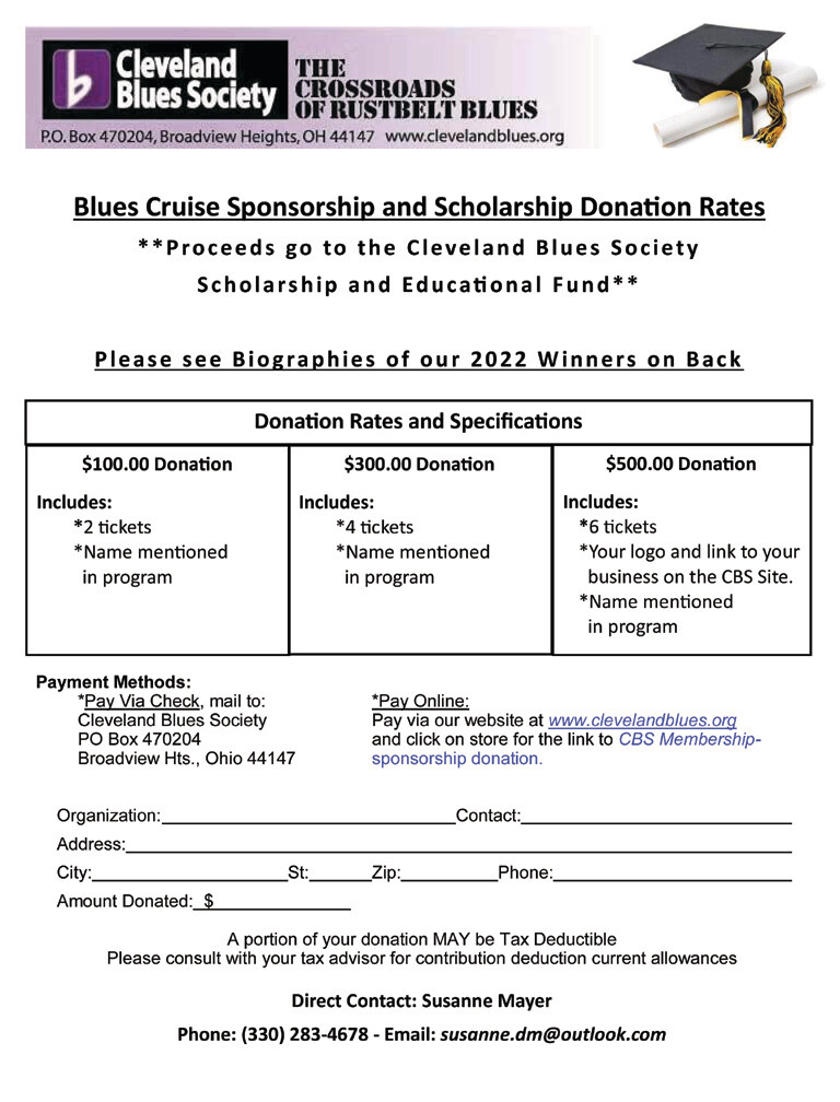 Blues Cruise Ticket Donation Form