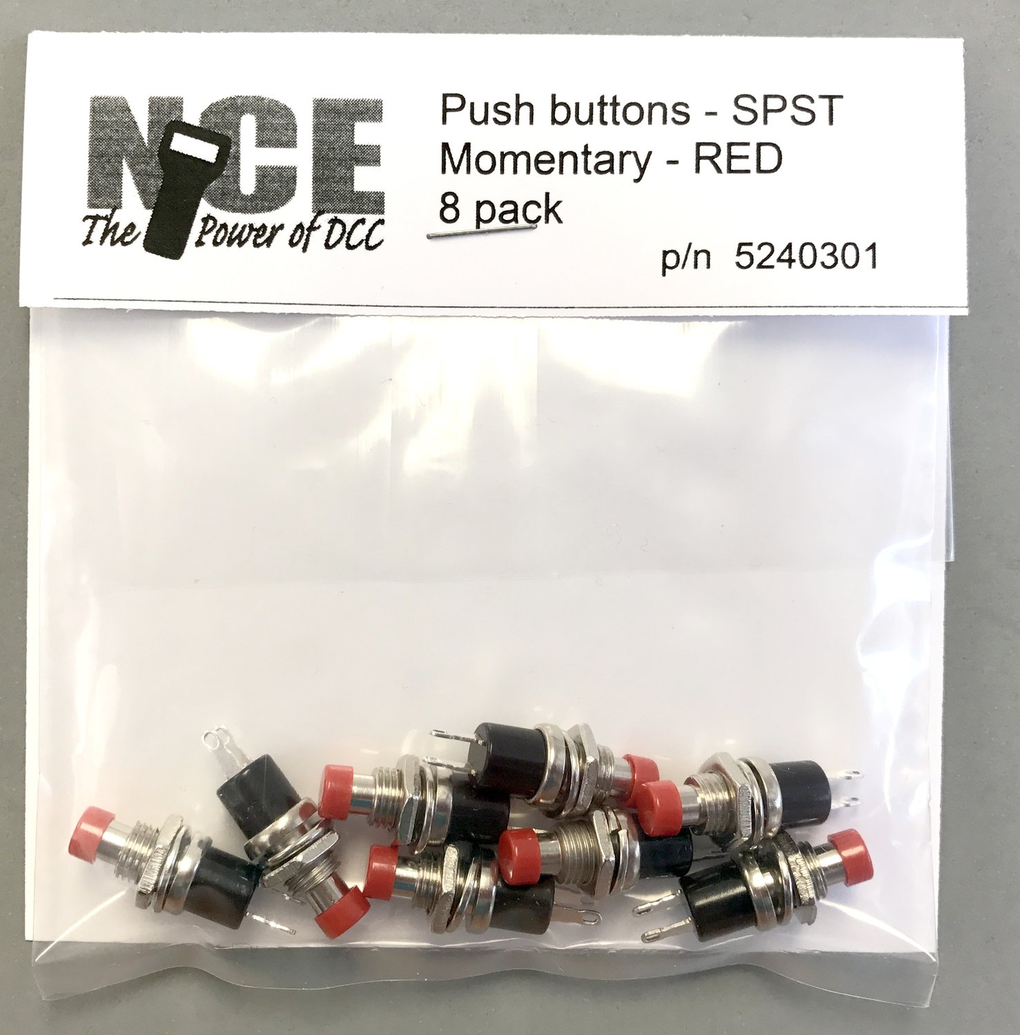 8 pack N.O. Momentary SPST Pushbutton Red 8 pack N.O. Momentary SPST Pushbutton Red