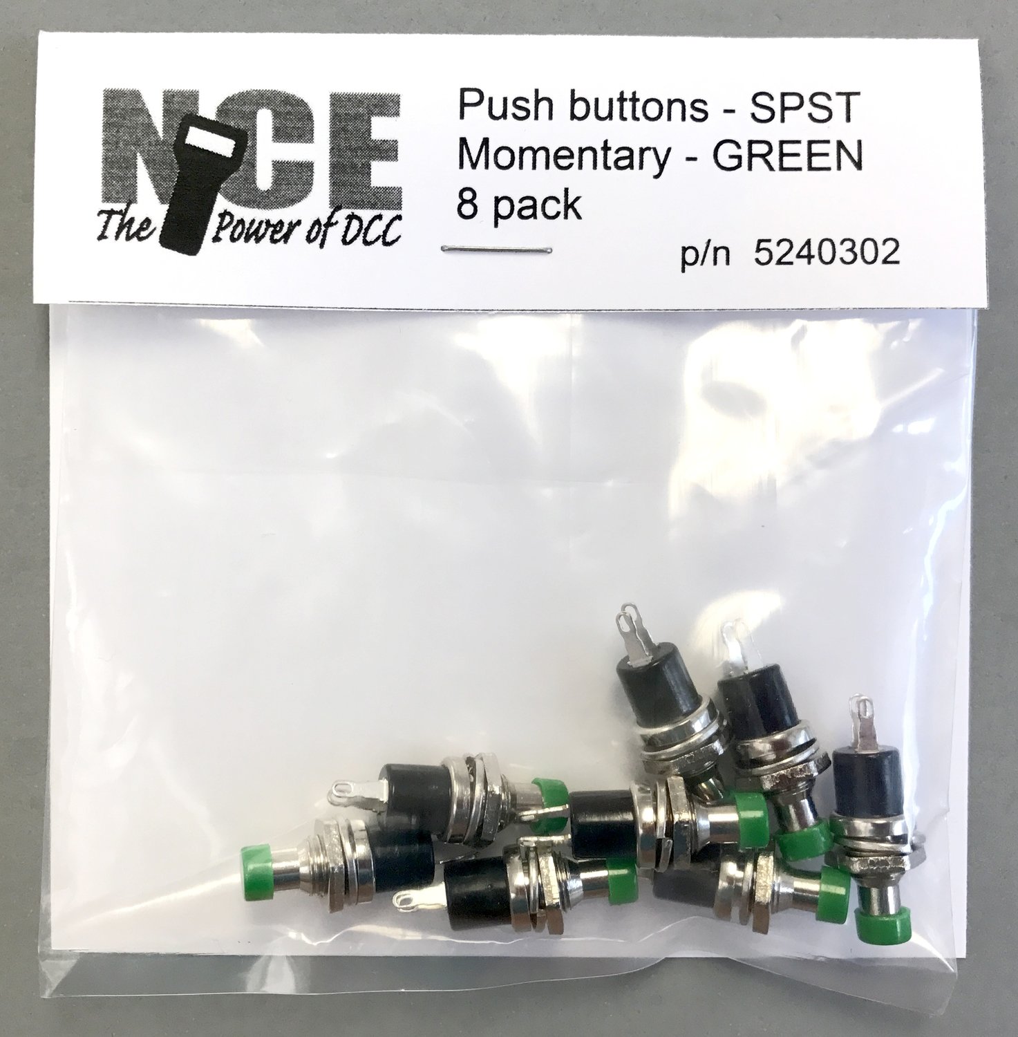 8 pack N.O. Momentary SPST Pushbutton Green 8 pack N.O. Momentary SPST Pushbutton Green