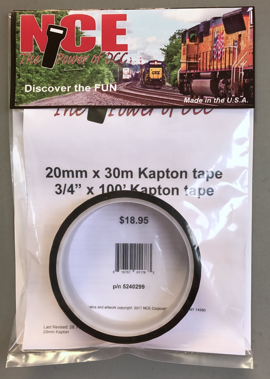 KAP20 - 100ft of 20mm (.787) Kapton Tape KAP20 - 100ft of 20mm (.787) Kapton Tape