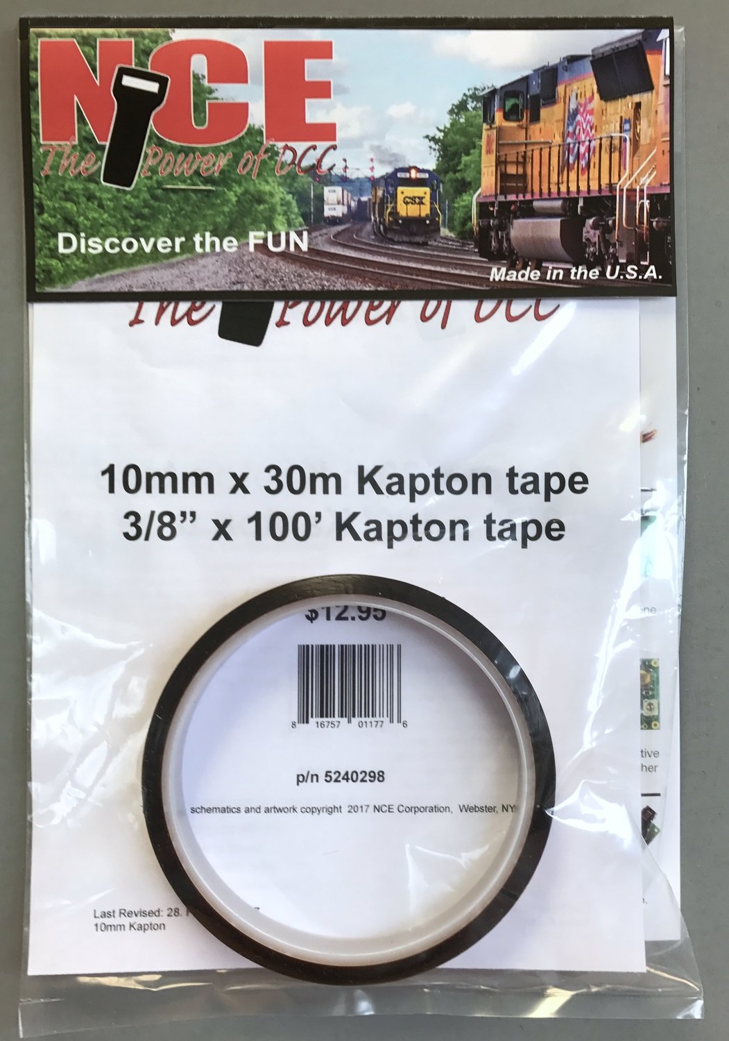 KAP10 - 100ft of 10mm (.393) Kapton Tape KAP10 - 100ft of 10mm (.393) Kapton Tape