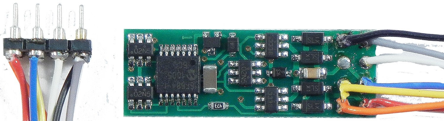 N14SRP, narrow generic decoder, 1 Amp, 4 functions, NMRA 8 pin plug N14SRP, narrow generic decoder, 1 Amp, 4 functions, NMRA 8 pin plug