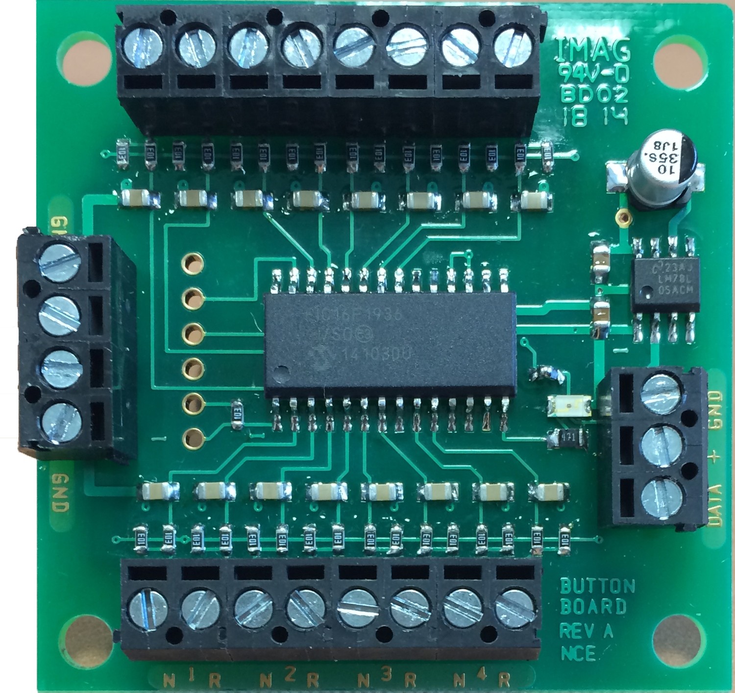 Button-Board. Local push button add-on for Switch8-Mk2 Button-Board. Local push button add-on for Switch8-Mk2