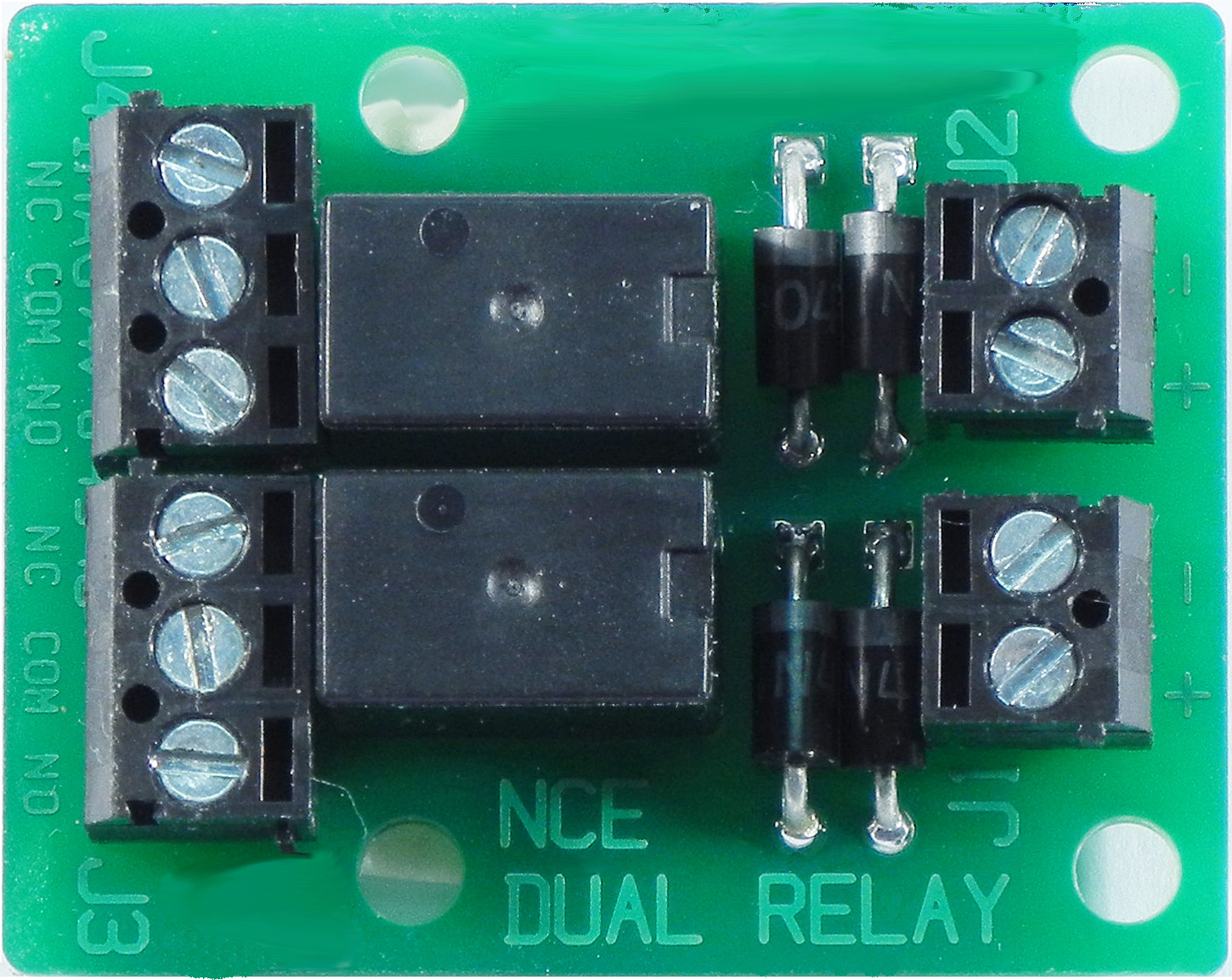 Dual relay board for isolated output of Switch8 or Switch-It. Dual relay board for isolated output of Switch8 or Switch-It.