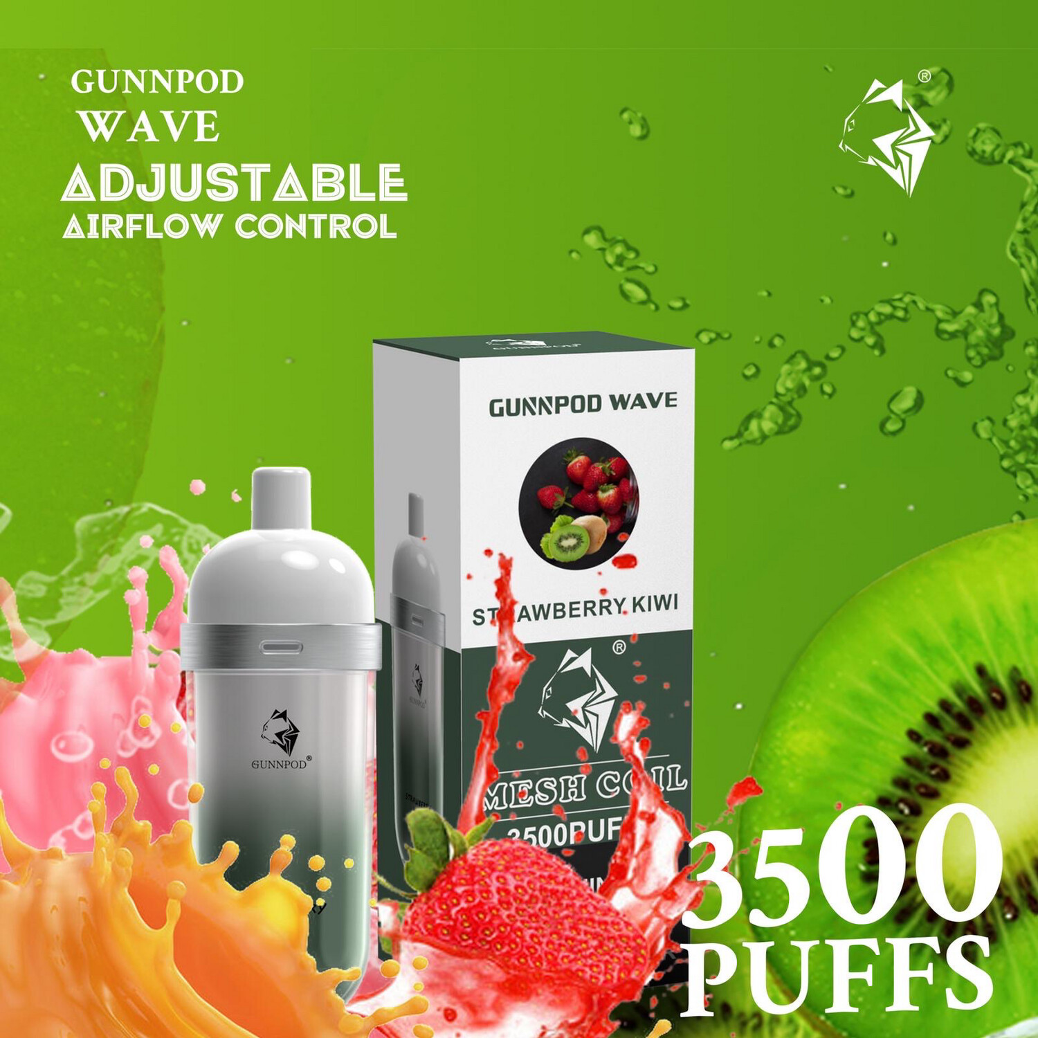 Gunnpod Wave 3500 - Strawberry Kiwi