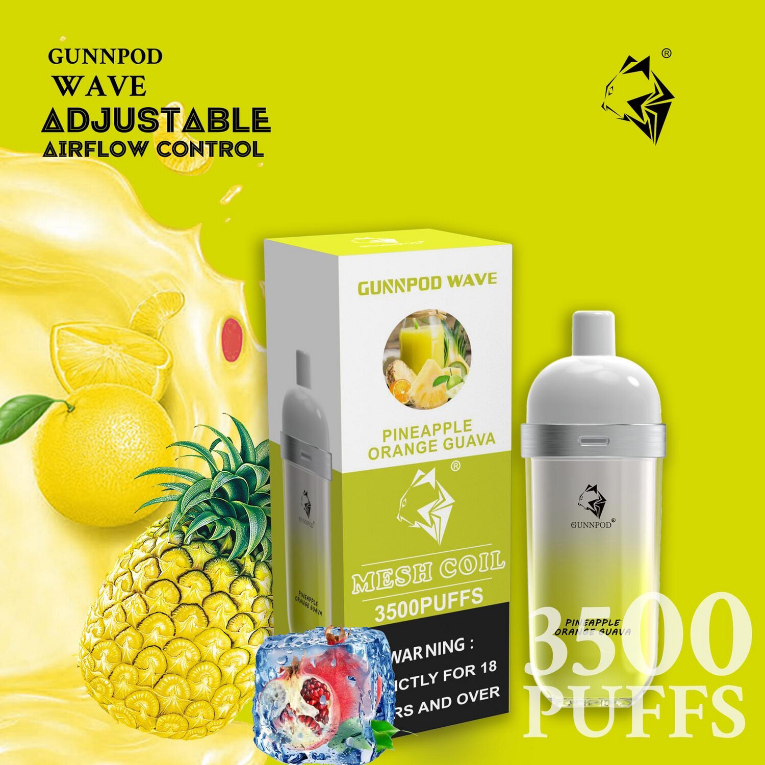 Gunnpod Wave 3500 - Pineapple Orange Guava