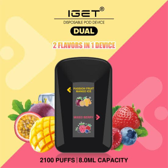 IGET Dual 2100 Passion Fruit Mango Ice Mixed Berry