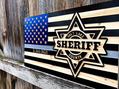 23"x46" LARGE Solid Wood Engraved Customizable Flag