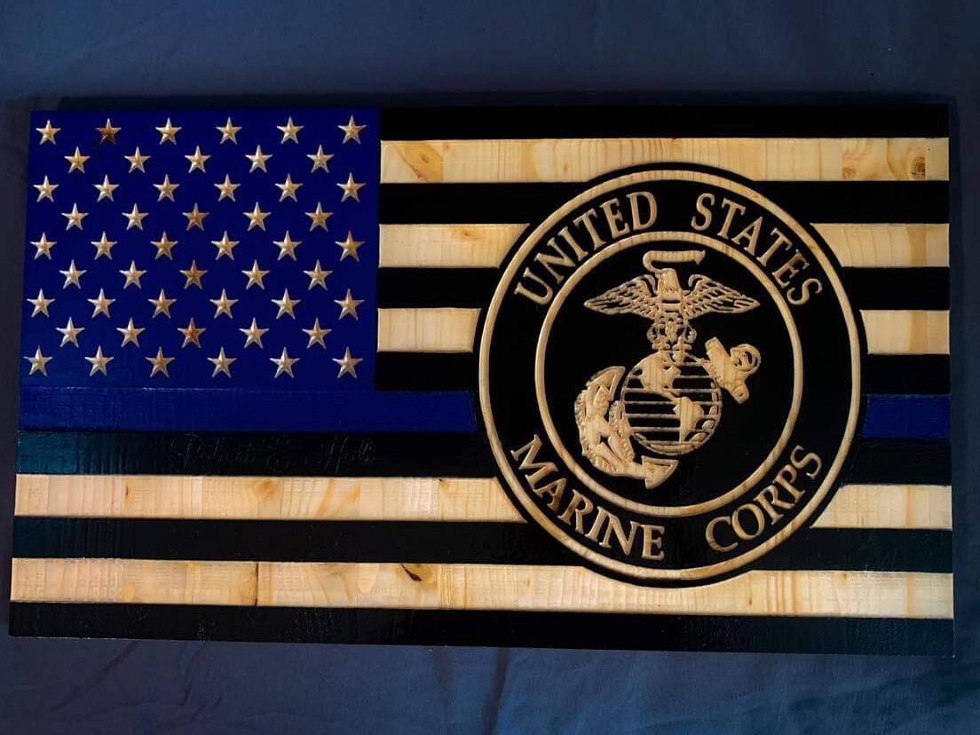 11"x21" Solid Wood Engraved Customizable Flag