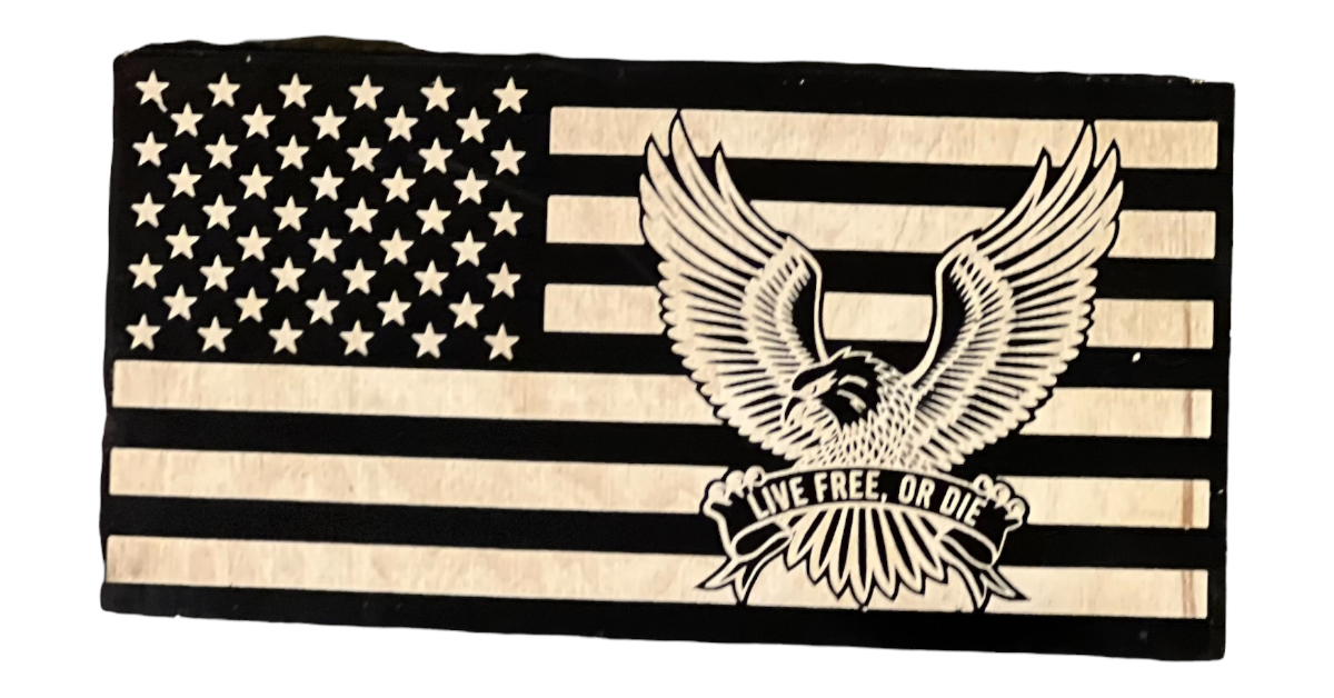 Eagle Live Free Or Die Flag (Black&White)