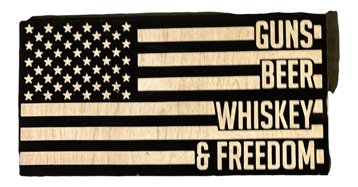 Guns Beer Whiskey Freedom Flag (Black&White)