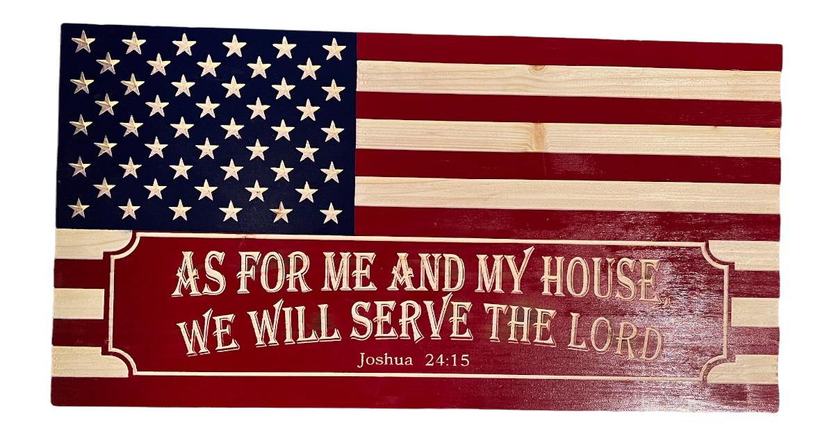 Joshua Bible Quote Flag (red White And Blue)