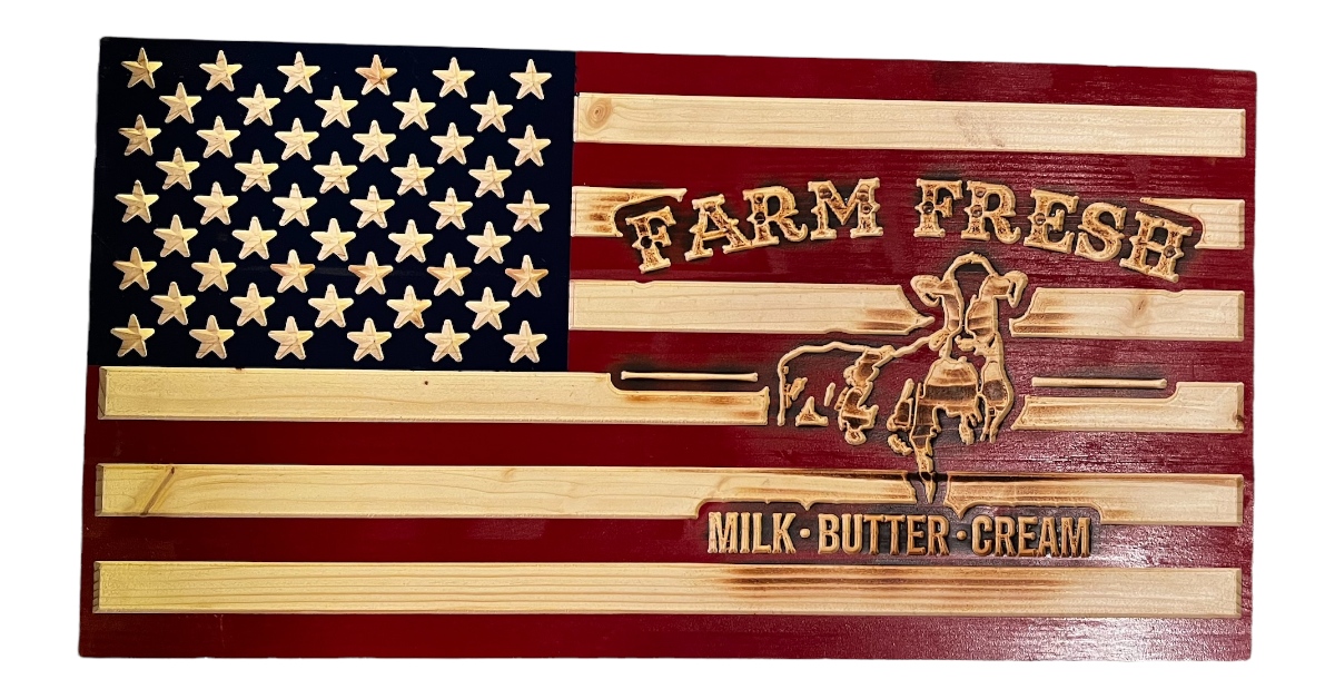 Farm Fresh Milk Butter Cream Flag (red White And Blue)