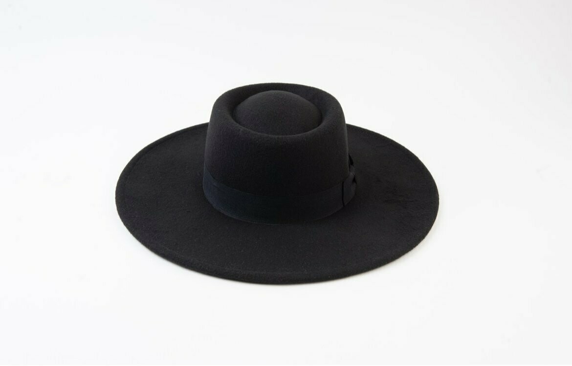 Rye Vegan Felt Boater Hat -BLACK