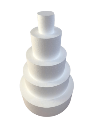 Torta in polistirolo H 11,5 cm ogni disco - 5 Pezzi Ø 10 cm, Ø 20 cm, Ø 30 cm, Ø 40 cm, Ø 50 cm