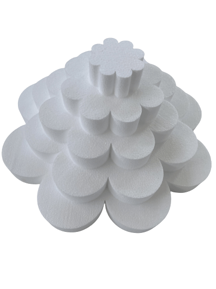 Torta in polistirolo H 5 cm ogni disco - 5 Pezzi Ø 10 cm, Ø 20 cm, Ø 30 cm, Ø 40 cm, Ø 50 cm