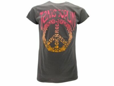 Janis Joplin T-shirt grigia donna love peace rock'n roll taglia S