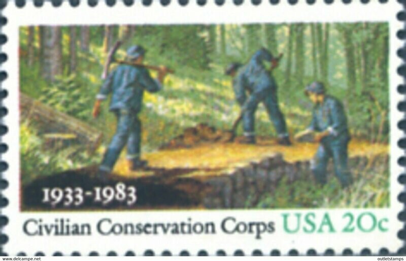 Francobollo - Stati Uniti - Civilian Conservation Corps Making a Road - 20 C - 1983 -  Usato