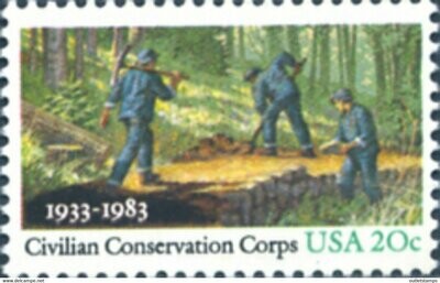 Francobollo - Stati Uniti - Civilian Conservation Corps Making a Road - 20 C - 1983 - Usato