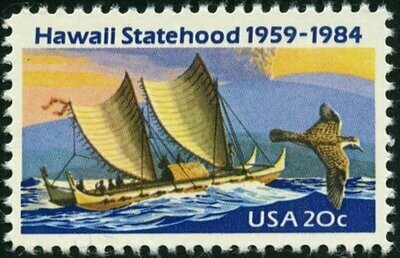 Francobollo - Stati Uniti -Eastern Polynesian Canoe, Golden Plover, Mauna Loa Volcano 20 C - 1984 - Usato