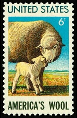 Francobollo Usato - USA 1971 - America's Wool - Ewe and Lamb (Ovis ammon aries)
