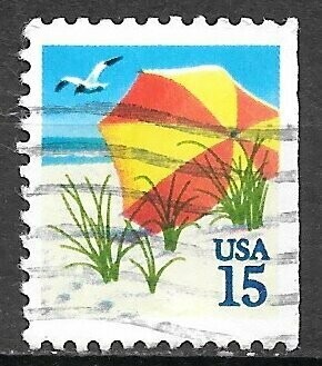 Francobollo Usato - USA 1990 - Beach Umbrella non dentellato a destra