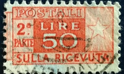 Francobollo - Rep. Italia - Pacchi postali "sulla ricevuta" - 50 L - 1955 - Usato