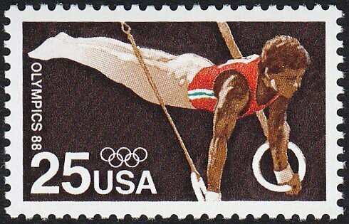 Francobollo - Stati Uniti -Gymnastics Rings, Olympics Seoul  1988 - 25 C - 1988 -  Usato