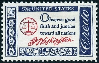 Francobollo - Stati Uniti -Quotation from Washington's Farewell Address, 1796 4 C - 1960 - Usato