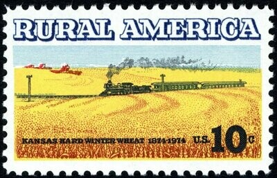 Francobollo - Stati Uniti -Rural America - Wheat Fields and Train 10 C - 1974 - Usato