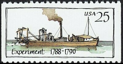 Francobollo - Stati Uniti -Steamboats Experiment, 1788-1790 25 C - 1989 - Usato